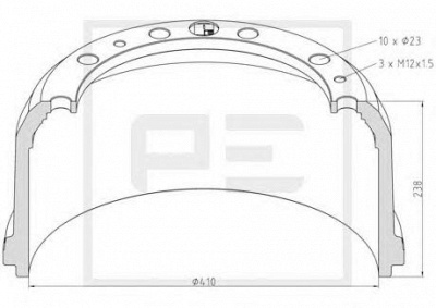 PE AUTOMOTIVE 01643000a -  Тормозной барабан